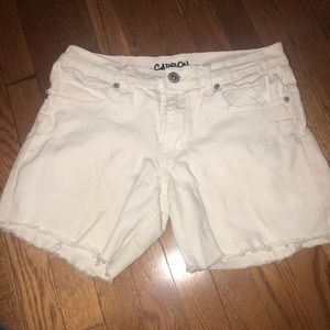 White jean shorts